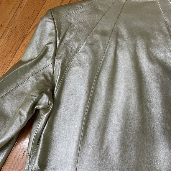 Women's Dialogue Leather Jacket. Metallic - Picture 2 of 8